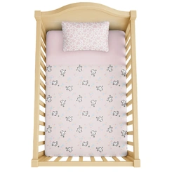 Jogo de Lençol com Elástico Padrão Americano Bublim Malha Estampado/Liso Passarinha - 3 Peças