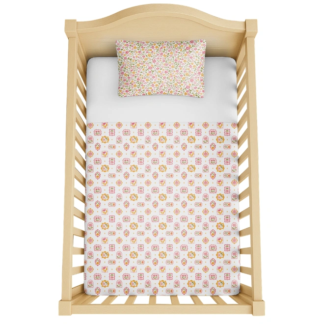 Jogo de Lençol com Elástico Padrão Americano Bublim Malha Estampado/Liso Floral - 3 Peças