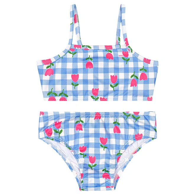 Biquíni em Malha Poliester Estampa Flor - Azul