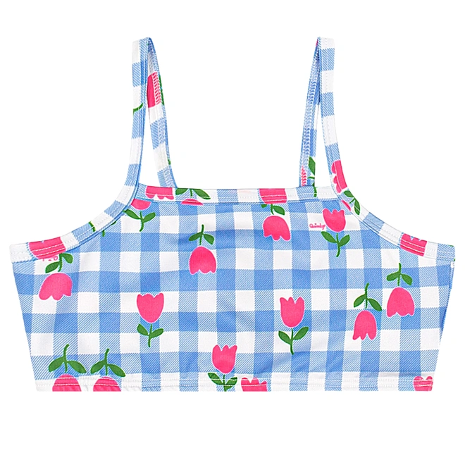 Biquíni em Malha Poliester Estampa Flor - Azul