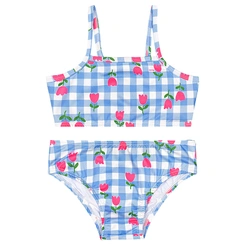 Biquíni em Malha Poliester Estampa Flor - Azul