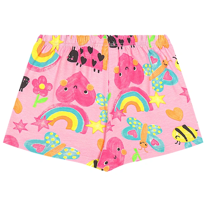 Conjunto Blusa em Ribana e Short-saia em Cotton Estampa Abstrata - Branco Especial