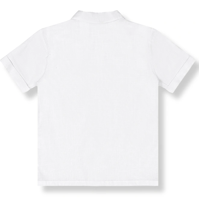 Conjunto Camisa em Tecido e Bermuda em Tecido Sarjado - Branco Especial