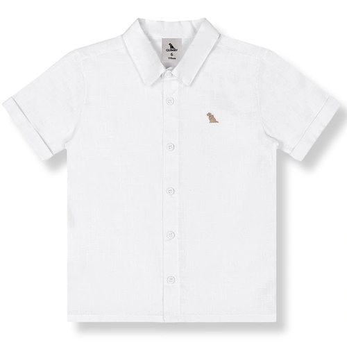 Conjunto Camisa em Tecido e Bermuda em Tecido Sarjado - Branco Especial