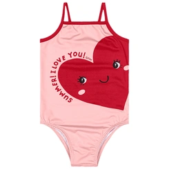 Maiô em Malha Poliester Coração - Vermelho