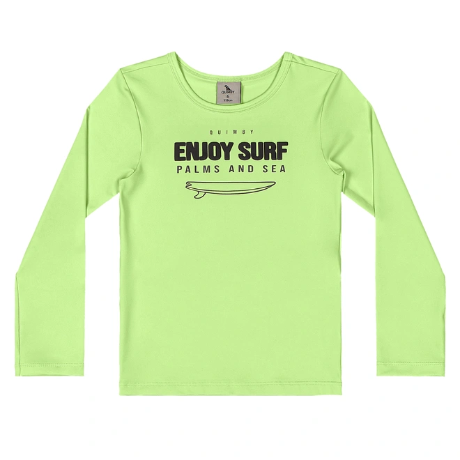 Conjunto Camisa Manga Longa e Sunga de Praia em Malha Poliéster - Verde Paraíso