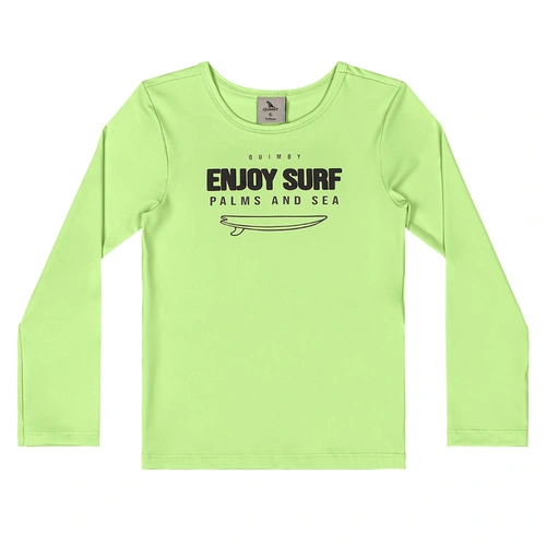 Conjunto Camisa Manga Longa e Sunga de Praia em Malha Poliéster - Verde Paraíso