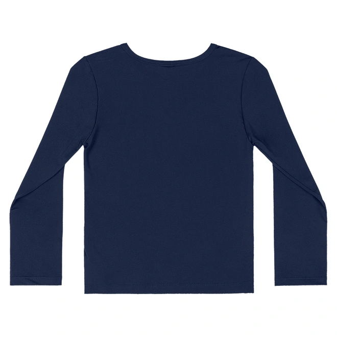 Conjunto Camisa Manga Longa e Sunga de Praia em Malha Poliéster - Azul Marinho