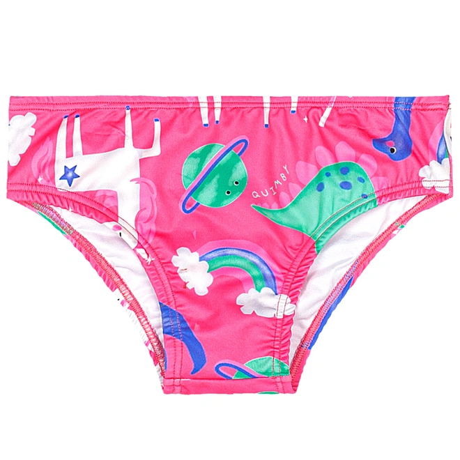 Biquíni em Malha Poliester Estampa Abstrata - Rosa