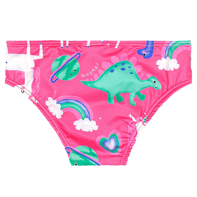 Biquíni em Malha Poliester Estampa Abstrata - Rosa