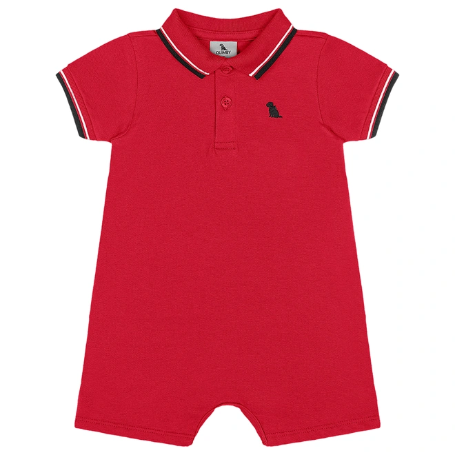 Macaquinho Polo Meia Manga em Piquet - Vermelho