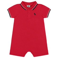 Macaquinho Polo Meia Manga em Piquet - Vermelho