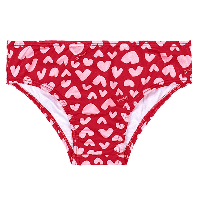 Biquíni em Malha Poliester Estampa Coração - Vermelho