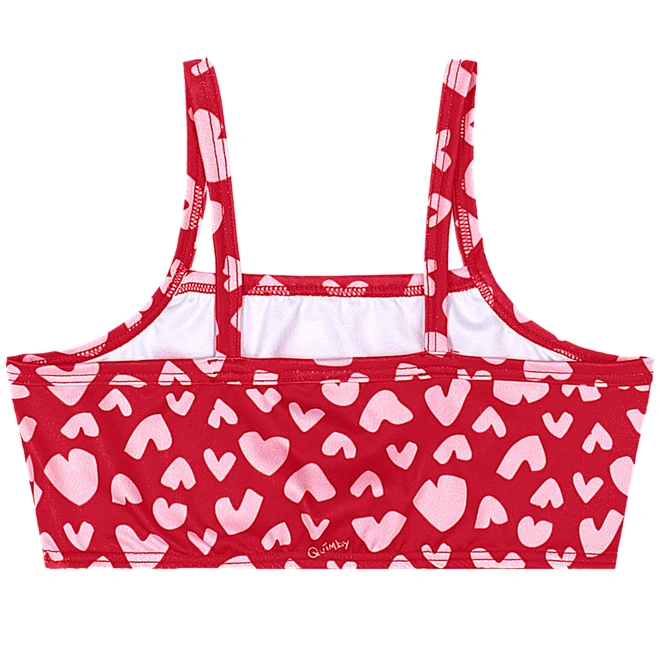 Biquíni em Malha Poliester Estampa Coração - Vermelho