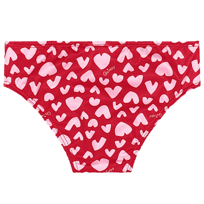 Biquíni em Malha Poliester Estampa Coração - Vermelho