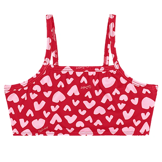 Biquíni em Malha Poliester Estampa Coração - Vermelho