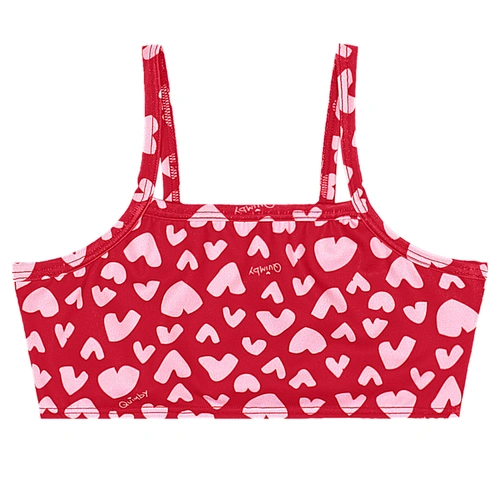 Biquíni em Malha Poliester Estampa Coração - Vermelho