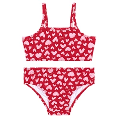 Biquíni em Malha Poliester Estampa Coração - Vermelho