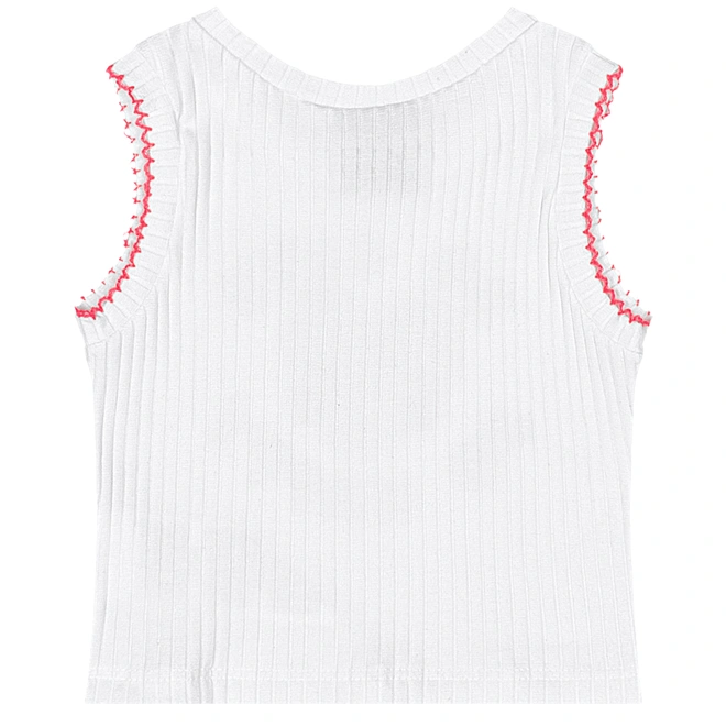 Conjunto Blusa em Ribana e Short-saia em Cotton Estampa Abstrata - Branco Especial