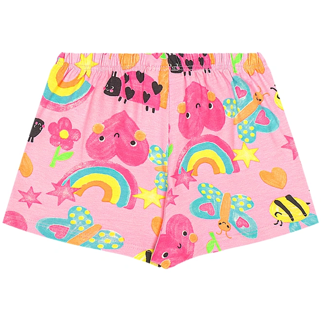 Conjunto Blusa em Ribana e Short-saia em Cotton Estampa Abstrata - Branco Especial