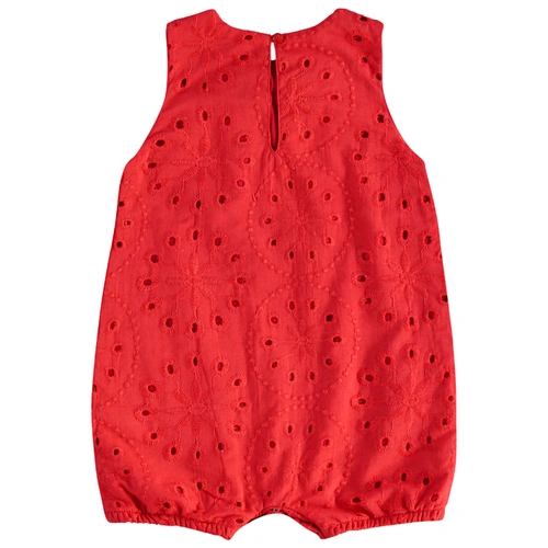 Macaquinho em Tecido Laise e Meia Malha - Vermelho