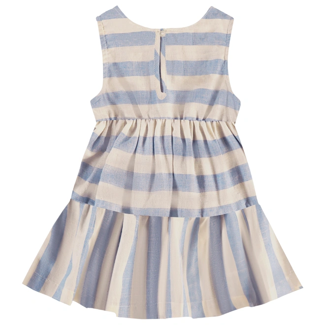 Vestido em tecido listrado - Azul médio