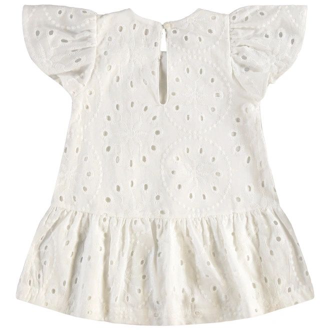 Vestido em tecido Laise e Meia Malha - Natural