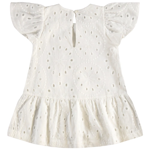 Vestido em tecido Laise e Meia Malha - Natural