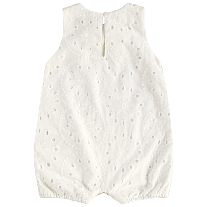 Macaquinho em Tecido Laise e Meia Malha - Natural