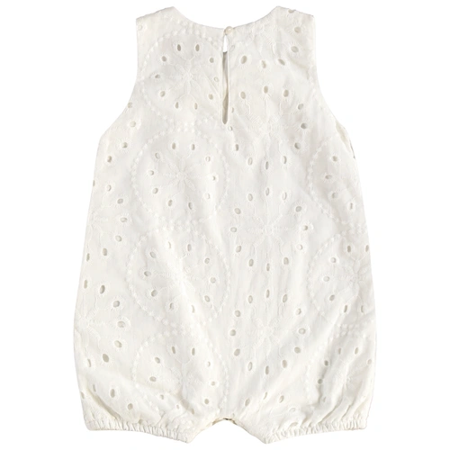 Macaquinho em Tecido Laise e Meia Malha - Natural