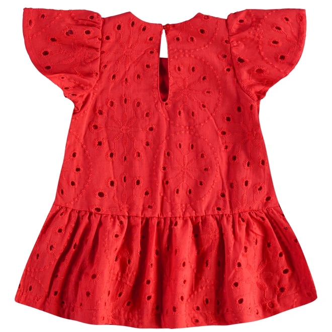 Vestido em tecido Laise e Meia Malha - Vermelho