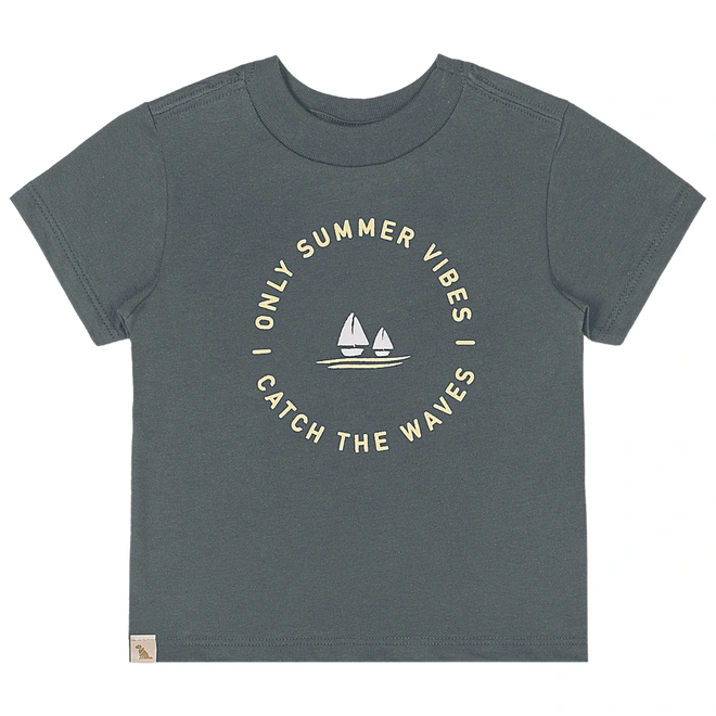 Conjunto Camisa Meia Manga em Malha e Bermuda em Microfibra - Chumbo