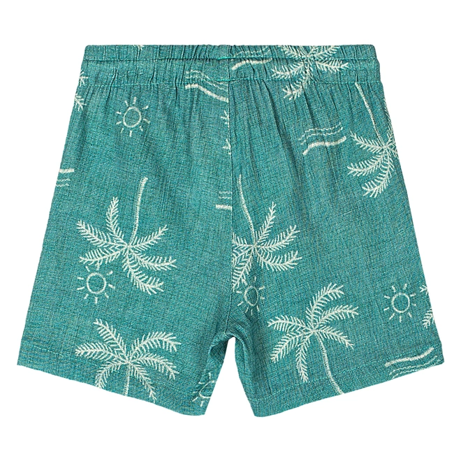 Conjunto Camisa Meia Manga em Malha e Bermuda em Viscose Estampa Coqueiros - Chumbo