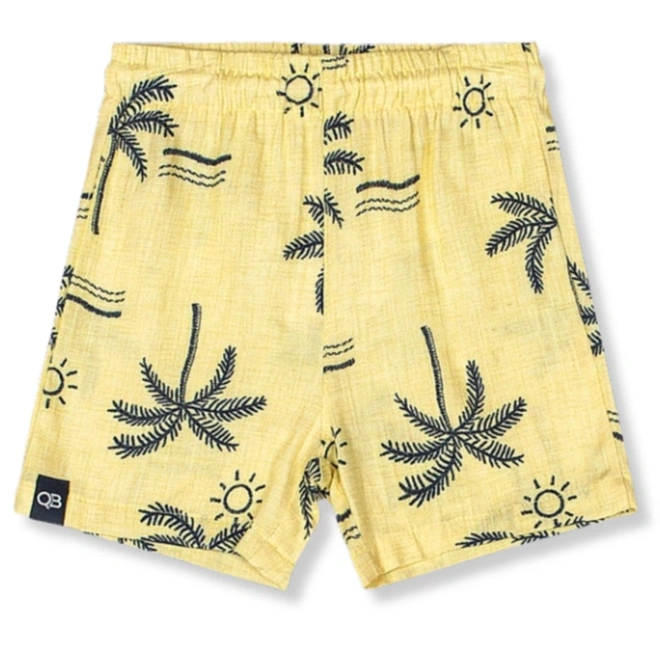 Conjunto Camisa Meia Manga em Malha e Bermuda em Viscose Estampa Coqueiros - Branco