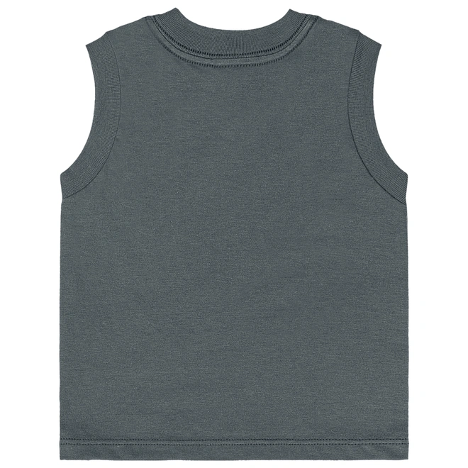 Conjunto Camiseta Regata em Malha e Bermuda em Microfibra - Chumbo