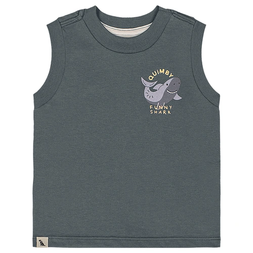 Conjunto Camiseta Regata em Malha e Bermuda em Microfibra - Chumbo