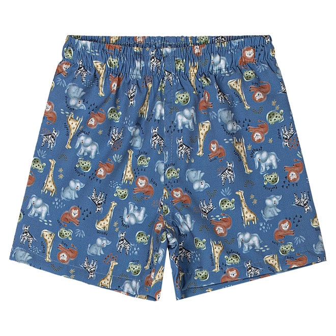 Conjunto Camisa Meia Manga em Malha e Bermuda em Microfibra Estampa de Bichos - Verde